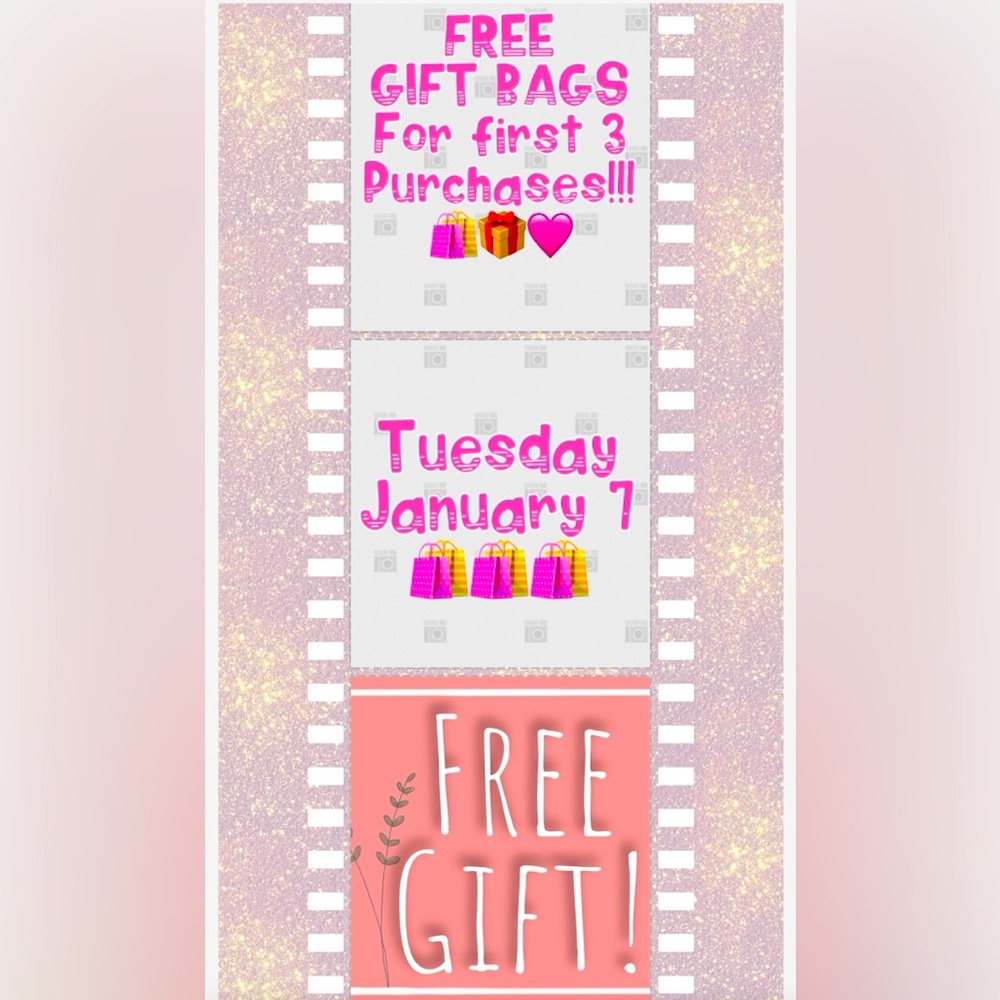 FREE GIFT 🎁 BAGS FOR THE FIRST 3 CUSTOMERS TODAY, JANUARY 7, 2024
🛍️🛍️🛍️🩷🩷🩷